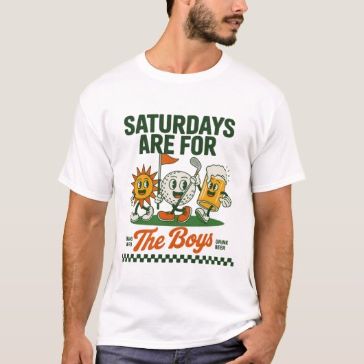 Saturdays Are For The Boys Golf Retro Golfing T-shirt (Voorkant)