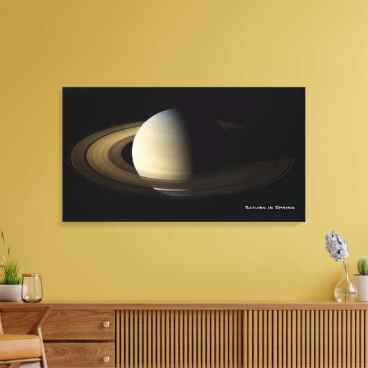 Saturn at Spring Equinox, Cassini-Huygens Canvas Afdruk (Insitu (Woonkamer))