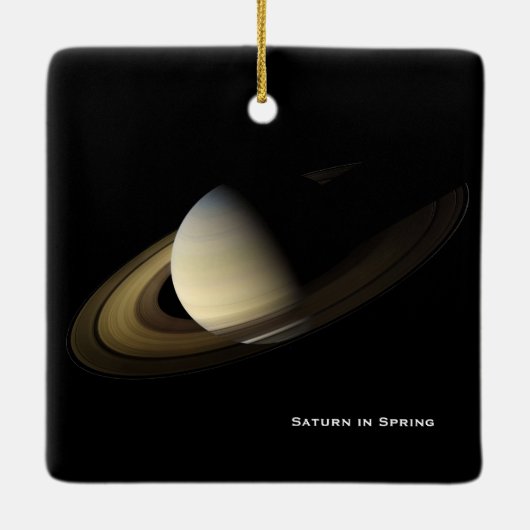 Saturn at Spring Equinox, Cassini Kerstmis Keramisch Ornament (Achterkant)