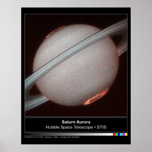 Saturn Aurora Hubble Telescope Foto Poster (Voorkant)