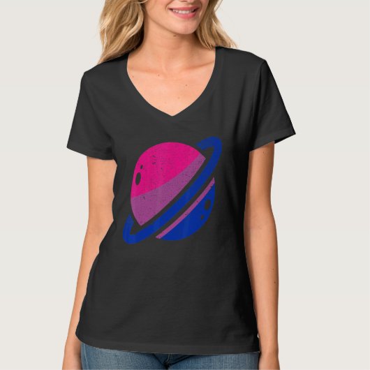 Saturn Bi Pride Lgbt Bisexuality Flag Equality Bis T-shirt (Voorkant)