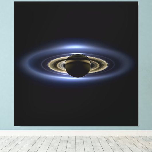 Saturn Eclipsed the Sun van Cassini Orbiter Canvas Afdruk (Insitu (Houten vloer))