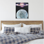 Saturn en Enceladus Canvas Afdruk (Insitu (Slaapkamer))