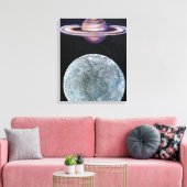 Saturn en Enceladus Canvas Afdruk (Insitu (Woonkamer))