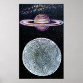 Saturn en Enceladus Poster (Voorkant)