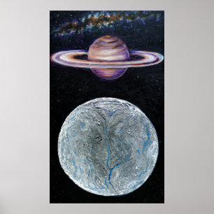 Saturn en Enceladus Poster