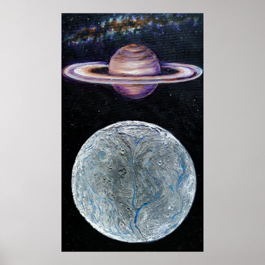 Saturn en Enceladus Poster (Voorkant)