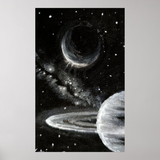 Saturn en Enceladus Poster (Voorkant)