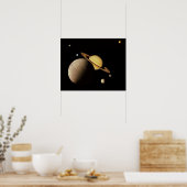 Saturn en haar Moons Poster (Keuken)