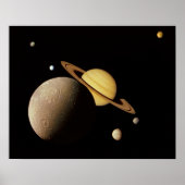 Saturn en haar Moons Poster (Voorkant)