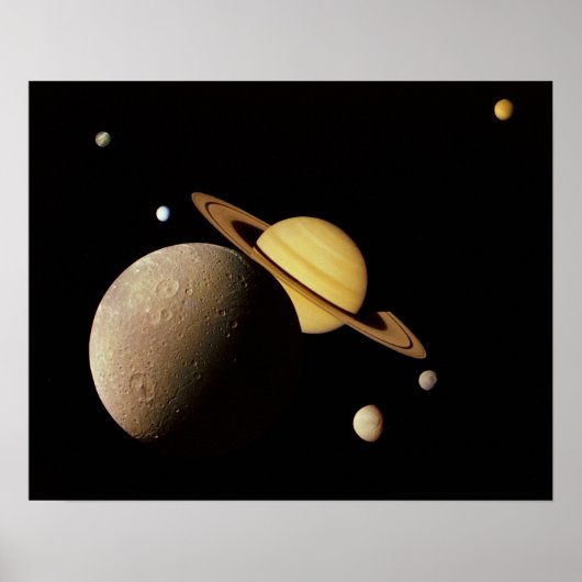 Saturn en haar Moons Poster (Voorkant)