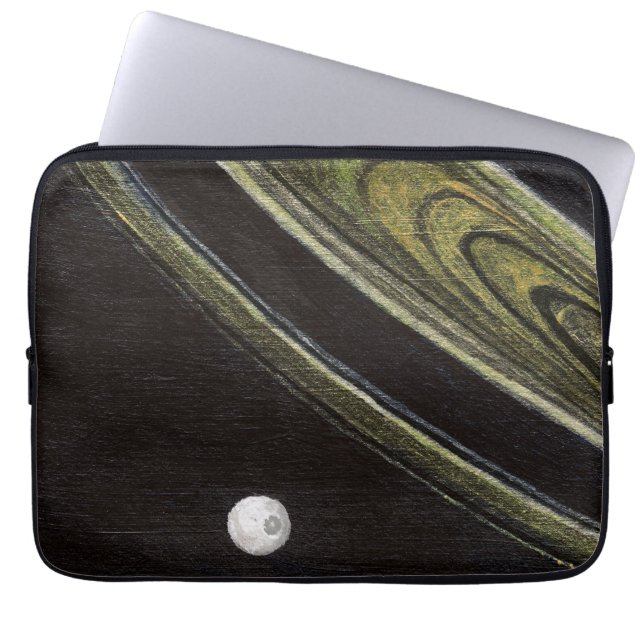 Saturn en Tethys neopreen laptophoes Laptop Sleeve (Voorkant)