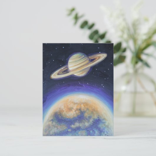Saturn en Titan Briefkaart (Staand voorkant)