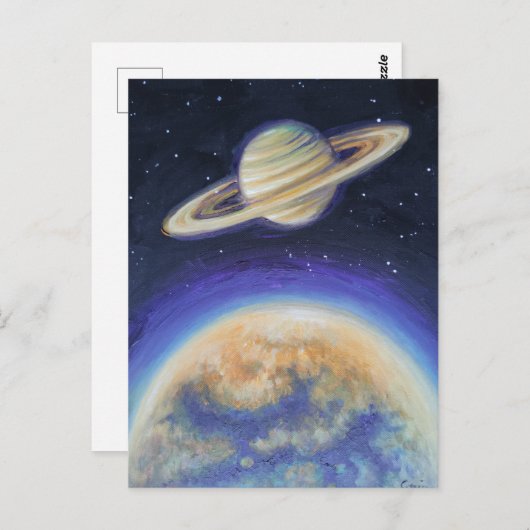 Saturn en Titan Briefkaart (Voorkant / Achterkant)