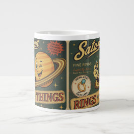 Saturn Fijne Ringen Vintage Ruimte Humor Patroon Grote Koffiekop