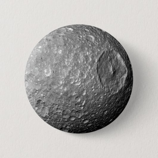 Saturn Moon Mimas Ronde Button 5,7 Cm (Voorkant)