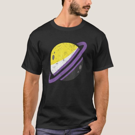 Saturn Nonbinary Flag Lgbt Equality Agender Non Bi T-shirt (Voorkant)