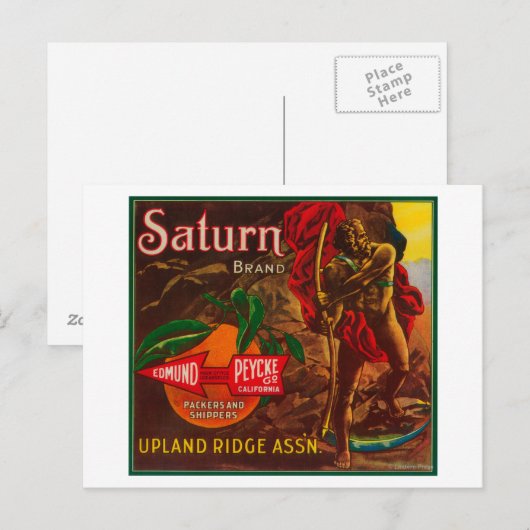 Saturn Oranje LabelUpland, CA Briefkaart (Voorkant / Achterkant)