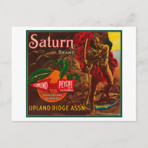 Saturn Oranje LabelUpland, CA Briefkaart