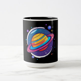 Saturn Planeet Koffiemok – Kosmisch Ontwerp voor d Tweekleurige Koffiemok