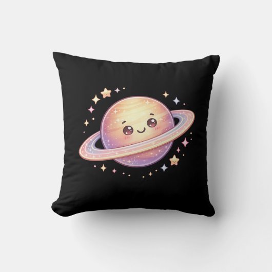 Saturn Planeet Ruimte Kawaii Kussen Hoofdkussen (Voorkant)