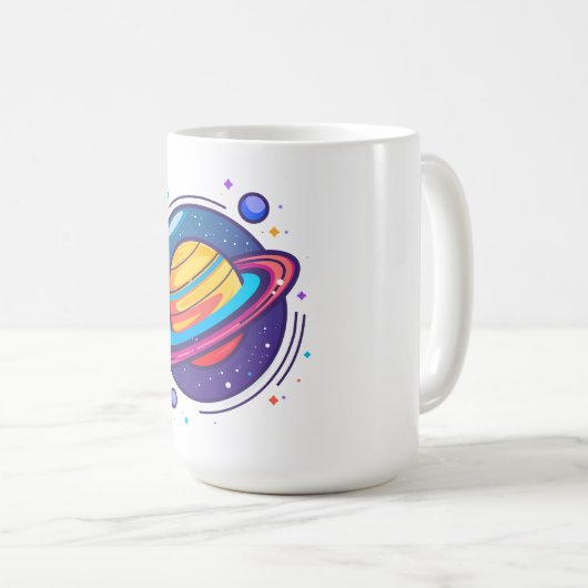 Saturn Planet Coffee Mug – Cosmic Design for Space Koffiemok (Voorkant rechts)