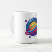 Saturn Planet Coffee Mug – Cosmic Design for Space Koffiemok (Voorkant links)