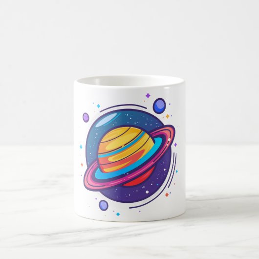 Saturn Planet Coffee Mug – Cosmic Design for Space Koffiemok (Center)