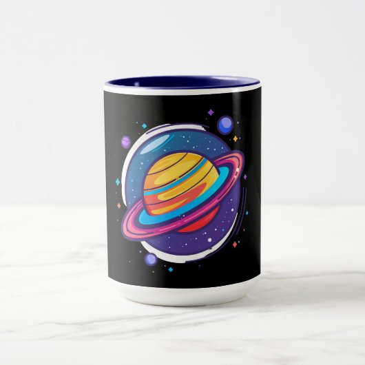 Saturn Planet Coffee Mug – Cosmic Design for Space Mok (Midden)