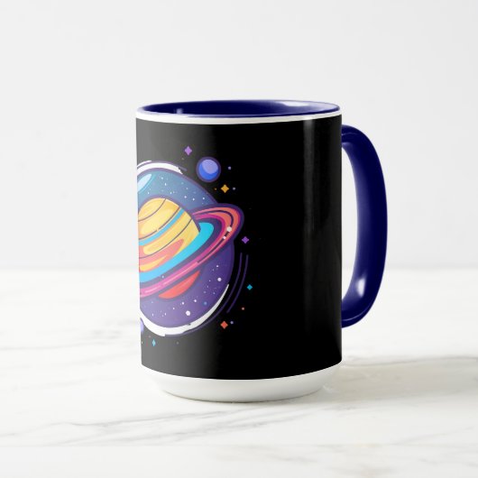 Saturn Planet Coffee Mug – Cosmic Design for Space Mok (Voorkant rechts)