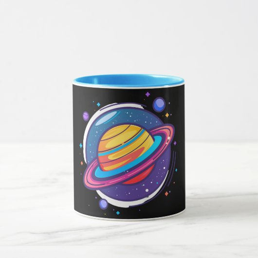 Saturn Planet Coffee Mug – Cosmic Design for Space Mok (Midden)