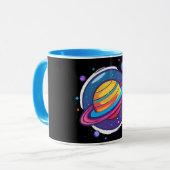 Saturn Planet Coffee Mug – Cosmic Design for Space Mok (Voorkant links)