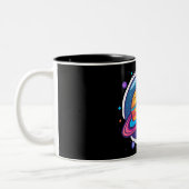 Saturn Planet Coffee Mug – Cosmic Design for Space Tweekleurige Koffiemok (Links)