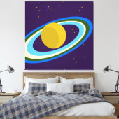 Saturn Reizigerige Paarse buitenruimte Canvas Afdruk (Insitu (Slaapkamer))