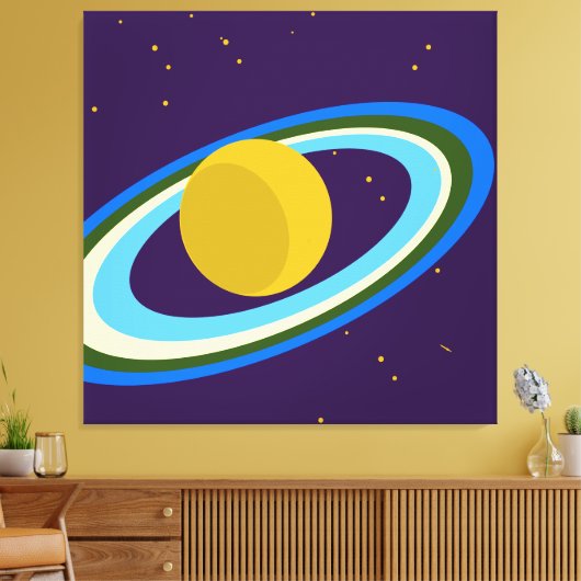 Saturn Reizigerige Paarse buitenruimte Canvas Afdruk (Insitu (Woonkamer))