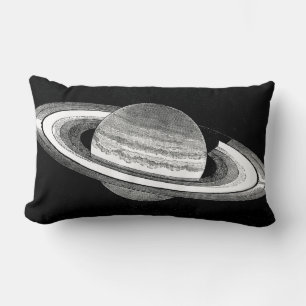 Saturn Retro Geïnspireerde monochrome planetruimte Kussen