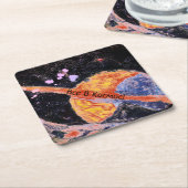 Saturn Rising Space  Russisch Kartonnen Onderzetters (Schuin)