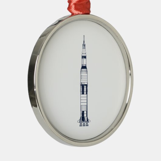 Saturn Rocket Metalen Ornament (Rechts)