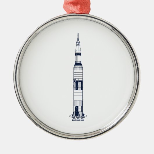 Saturn Rocket Metalen Ornament (Voorkant)