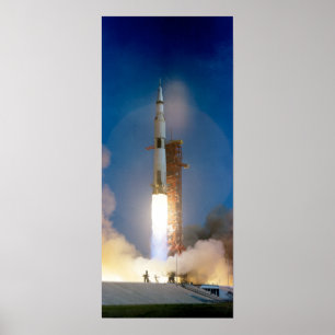 Saturn V Launch Moon Mission Poster