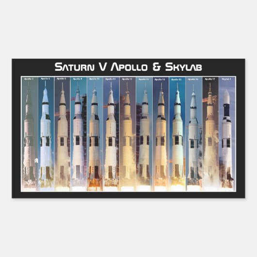 Saturn V Moon Rocket Launches Rechthoekige Sticker (Voorkant)