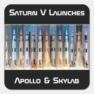 Saturn V Moon Rocket Launches Vierkante Sticker