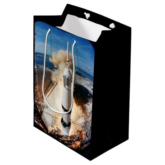 Saturn V Rocket 1969 Apollo Spacecraft Medi Medium Cadeauzakje (Voorkant Gekanteld)
