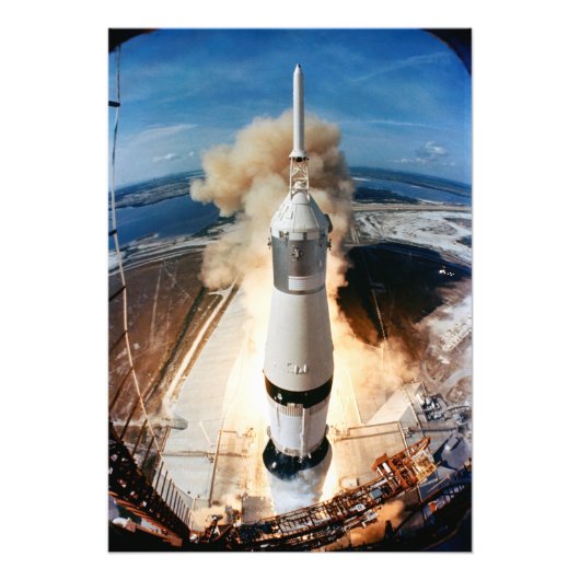 Saturn V Rocket start 1969 Apollo Spacecraft Foto Afdruk (Voorkant)