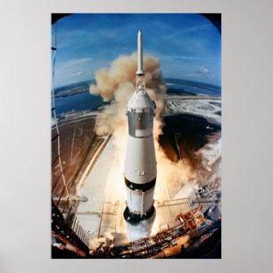 Saturn V Rocket start 1969 Apollo Spacecraft Poster