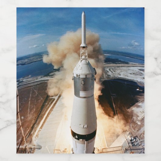 Saturn V Rocket start 1969 Apollo Spacecraft Wijn Etiket (Enkel label)