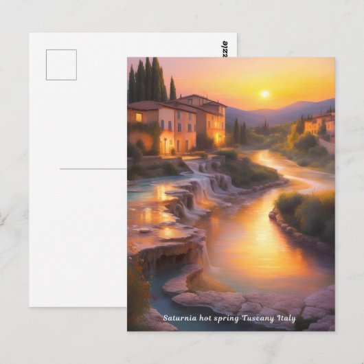 Saturnia Hot Springs Toscane Italië Schilderij Briefkaart (Voorkant / Achterkant)