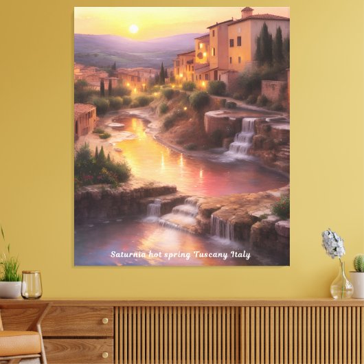 Saturnia Hot Springs Toscane Italië Zonsondergang Canvas Afdruk (Insitu (Woonkamer))