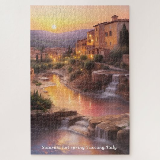 Saturnia Hot Springs Toscane Italië Zonsondergang Legpuzzel (Verticaal)