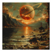 Saturno en un atardecer surrealista perfect poster (Voorkant)